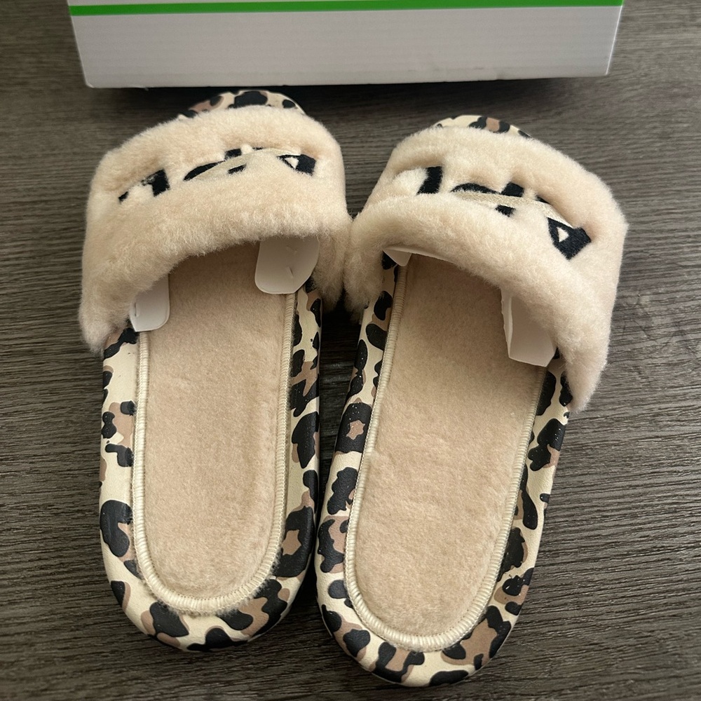 APL shearling Leopard Print Slides - Picture 2 of 4